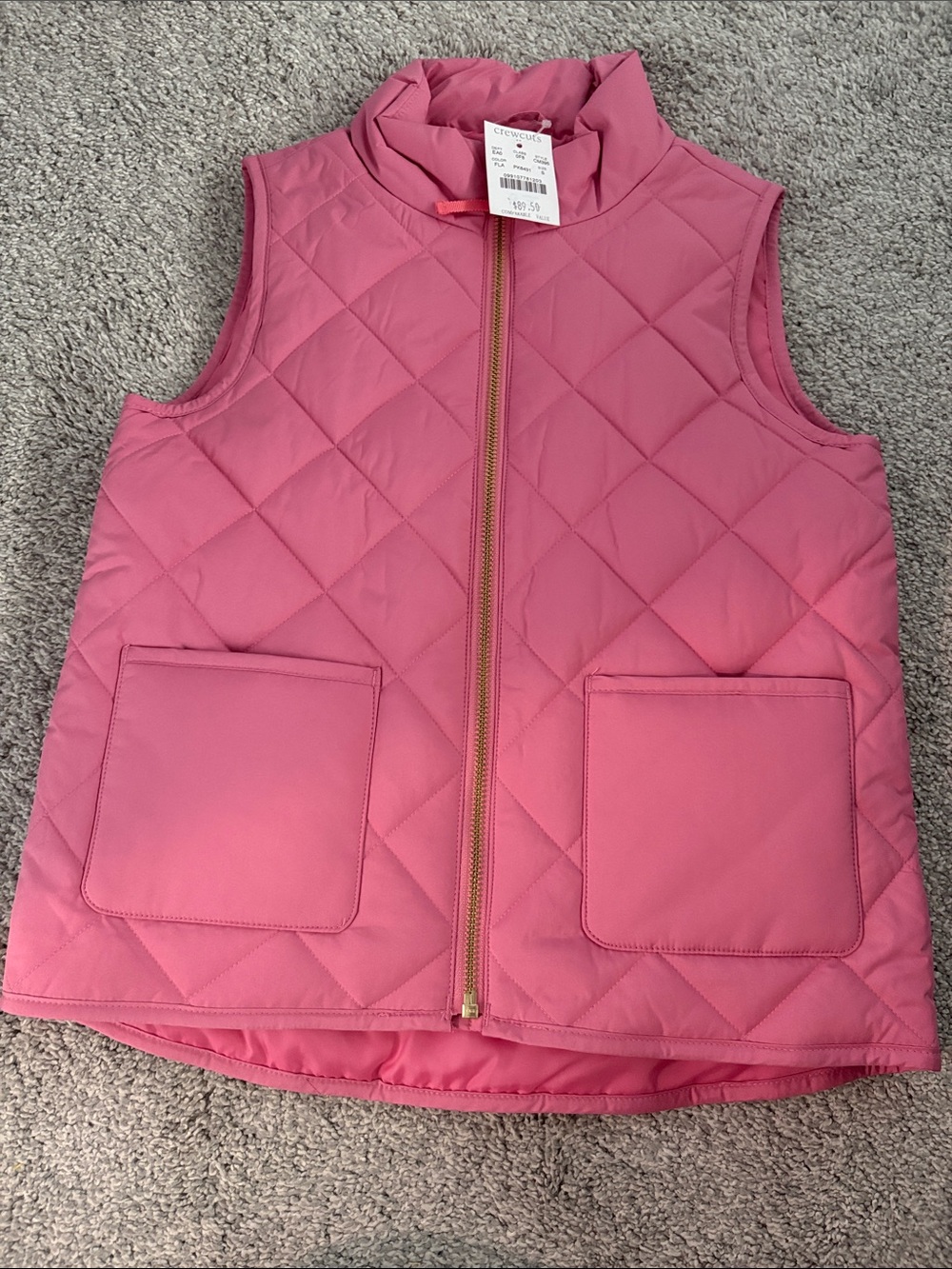 Crewcuts Girls' Quilted Pink Zip-Front Vest small (6/7) new